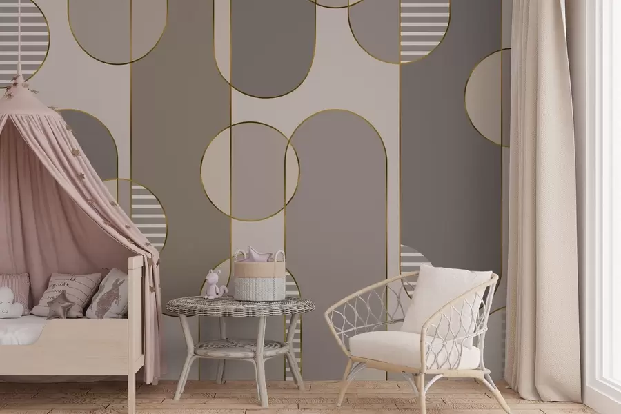 Carta da parati Moderno Astratto geometrico con marrone e linee n. w04523v2