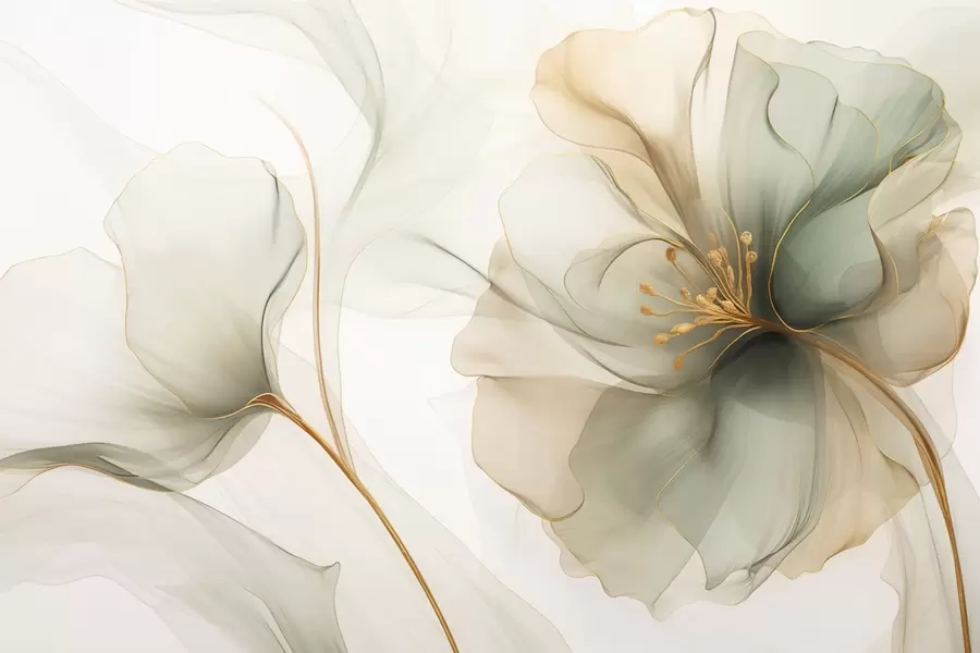 Carta da parati Floreale Fiore delicato con petali traslucidi n. w04553