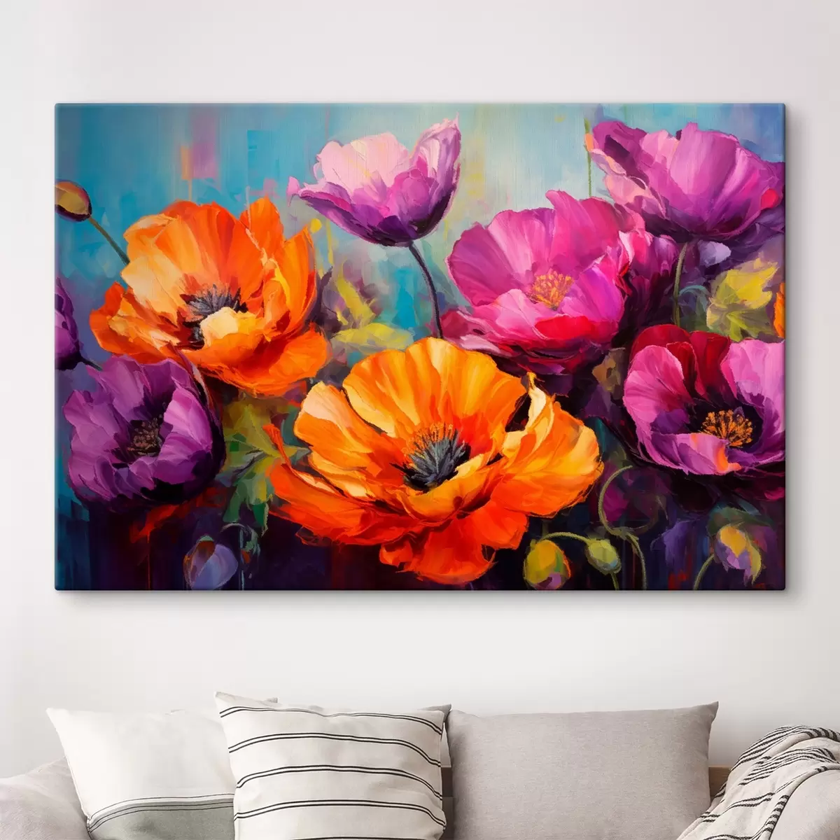 carta da parati Papaveri dai colori vivaci nelle tonalità del viola e dell'arancione nr. s45804