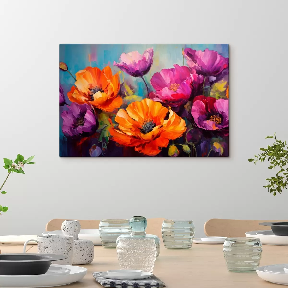 carta da parati Papaveri dai colori vivaci nelle tonalità del viola e dell'arancione nr. s45804