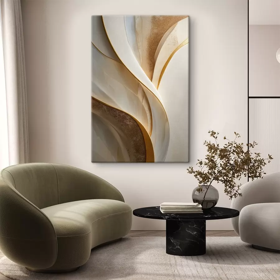 carta da parati Curve astratte con accenti giallo-arancio e beige nr. s45807