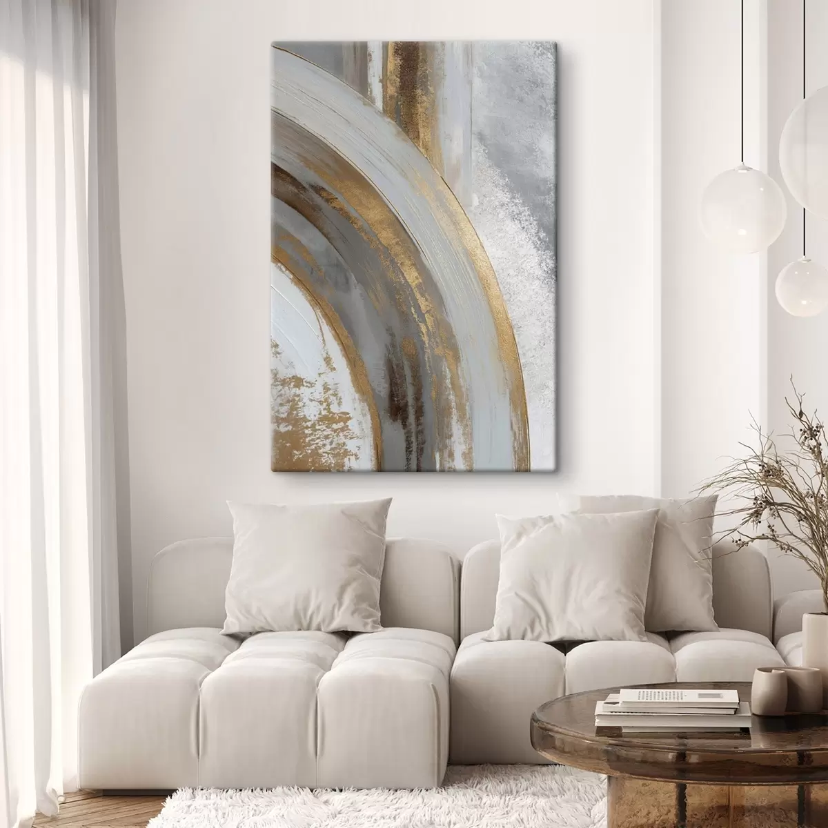 carta da parati Semicerchi astratti grigi e gialli nr. s45809