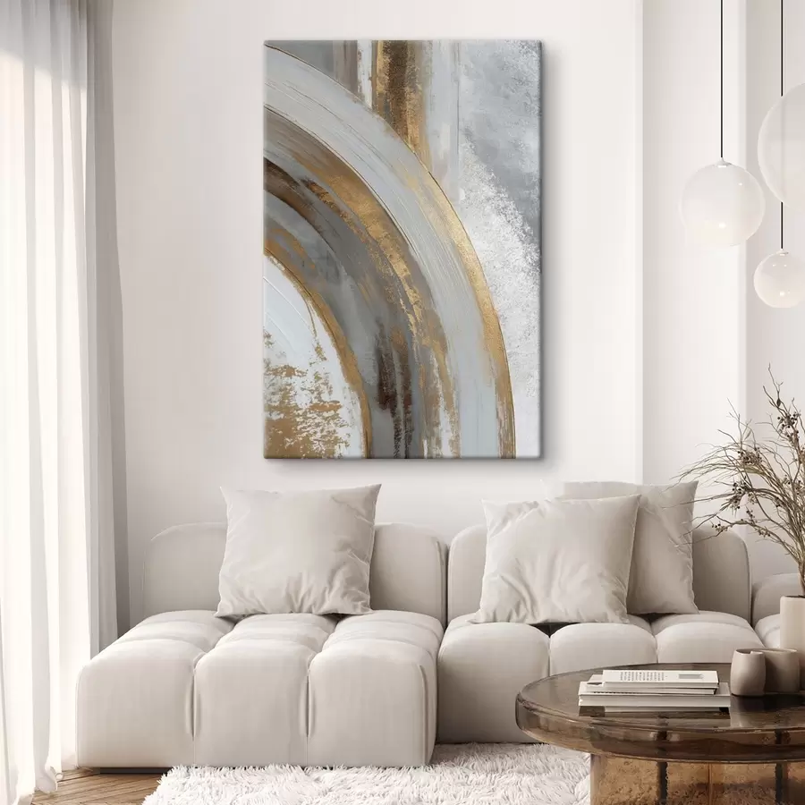 carta da parati Semicerchi astratti grigi e gialli nr. s45809