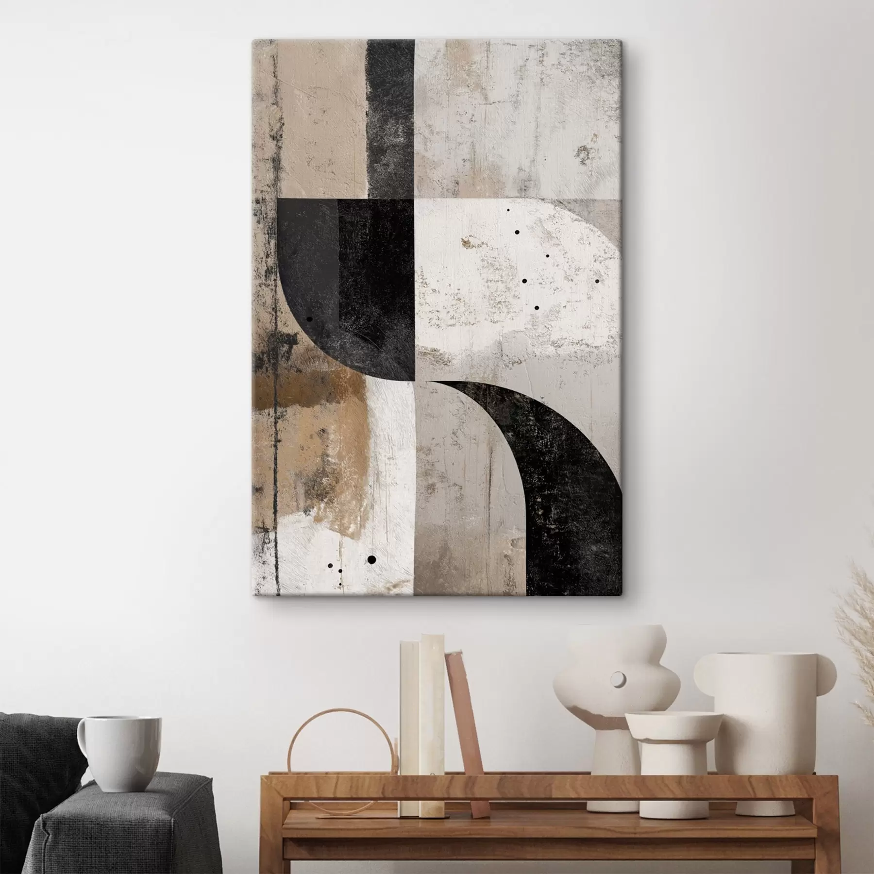 carta da parati Forme geometriche nei toni del beige e del nero nr. s45811