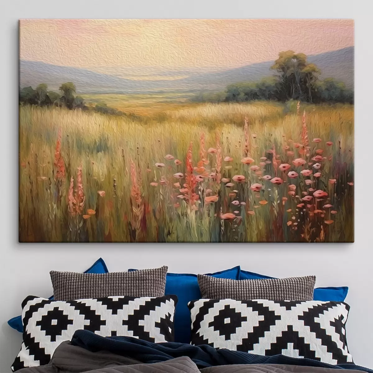 carta da parati Campo fiorito al tramonto nr. s45818