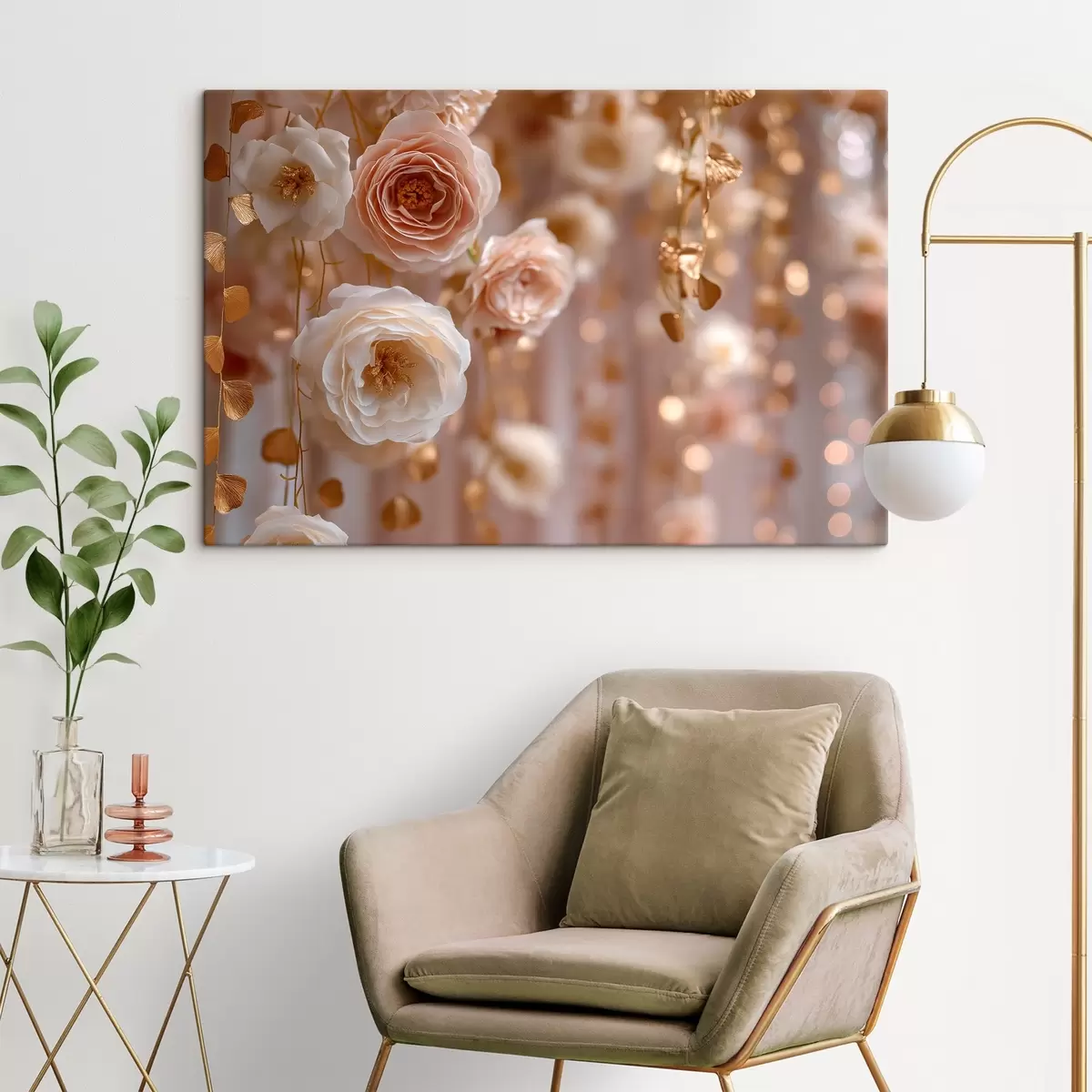 carta da parati Rose color crema con accenti nr. s45824