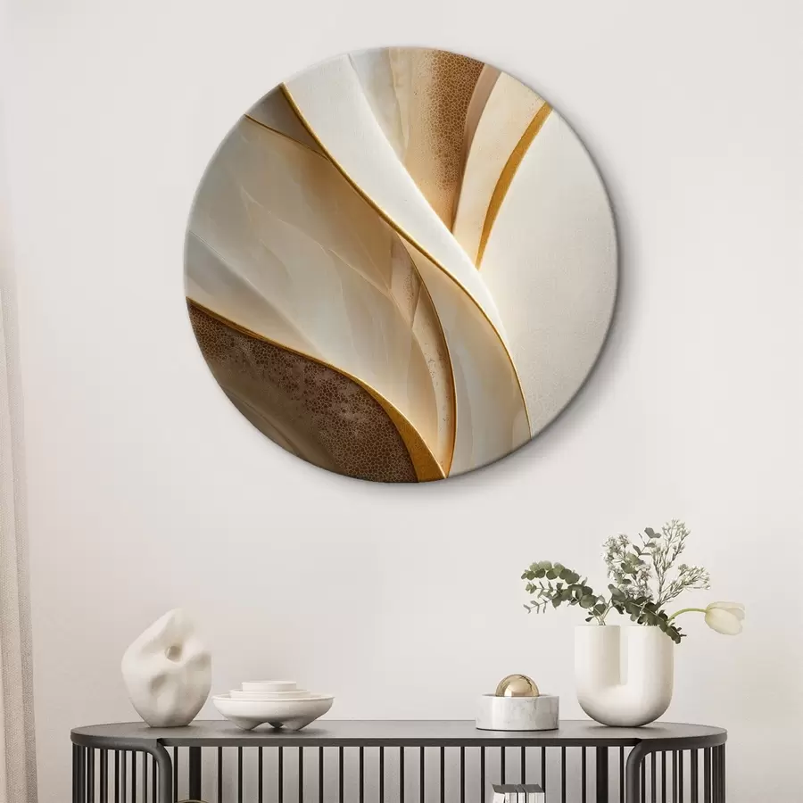 carta da parati Curve astratte con accenti giallo-arancio e beige nr. r45807