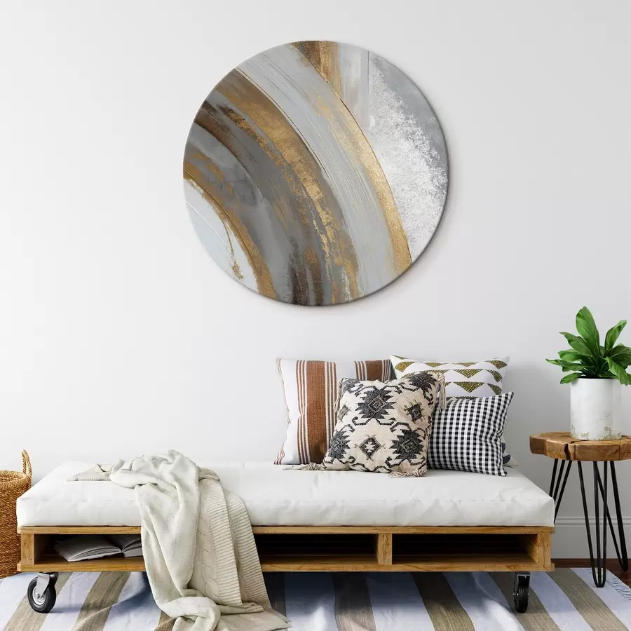 carta da parati Semicerchi astratti grigi e gialli nr. r45809