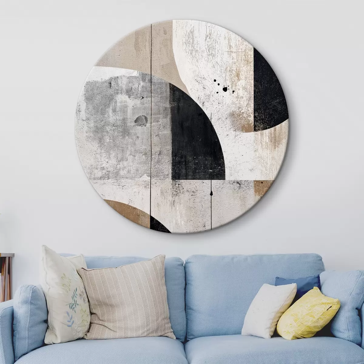 Quadri rotondi Forme geometriche nei toni del grigio e del beige r45812