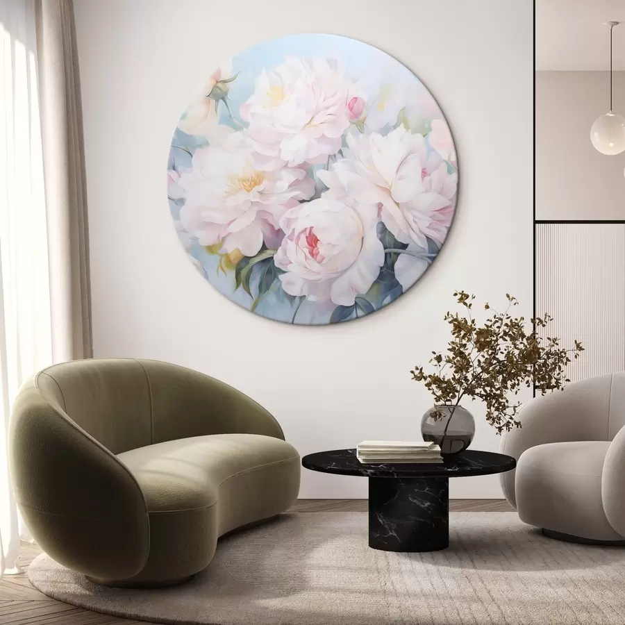 carta da parati Delicate peonie rosa su sfondo azzurro cielo nr. r45813