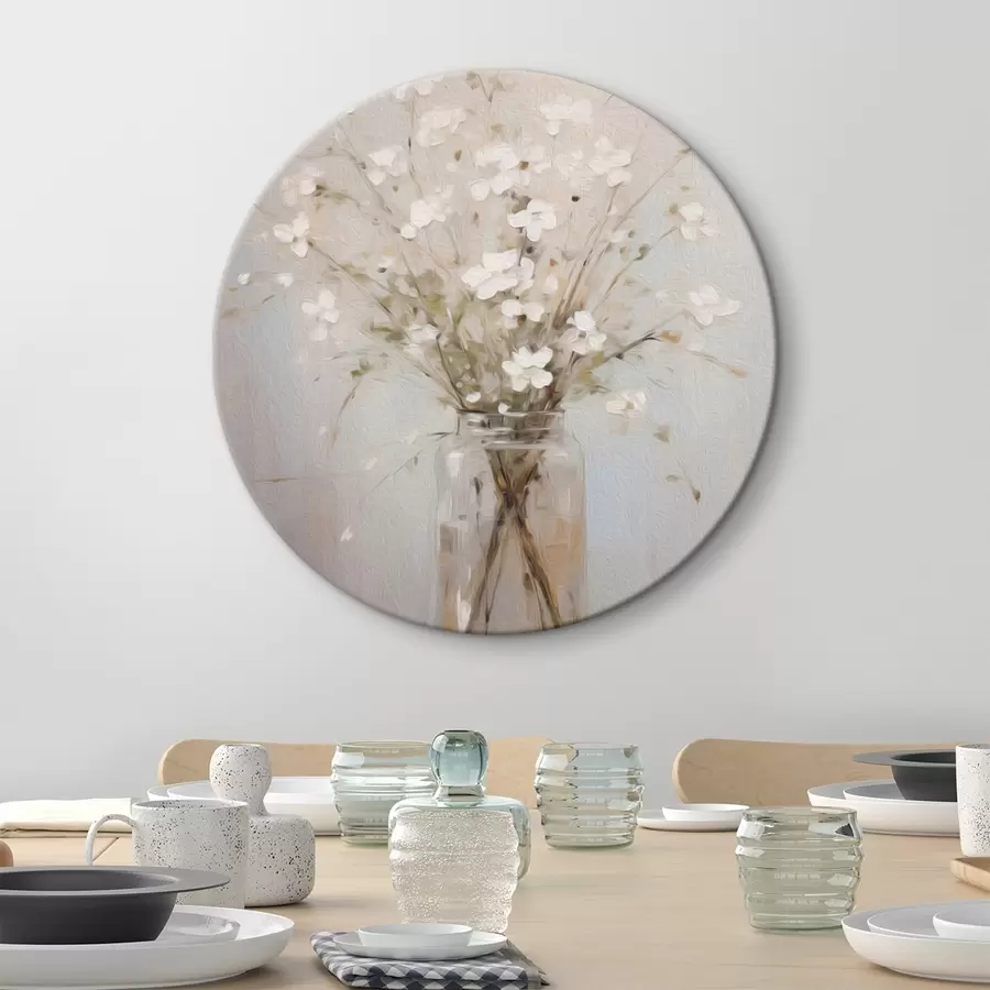 carta da parati Un bouquet di fiori bianchi in un vaso di vetro trasparente nr. r45814