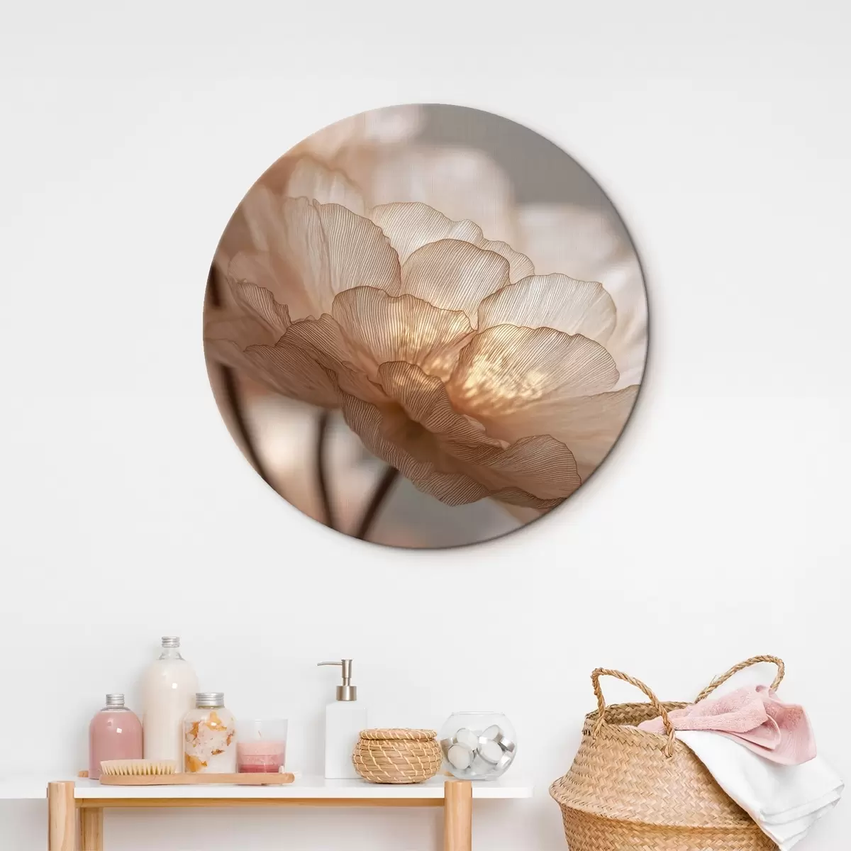 Quadri rotondi Delicato fiore in un bagliore luminoso r45822