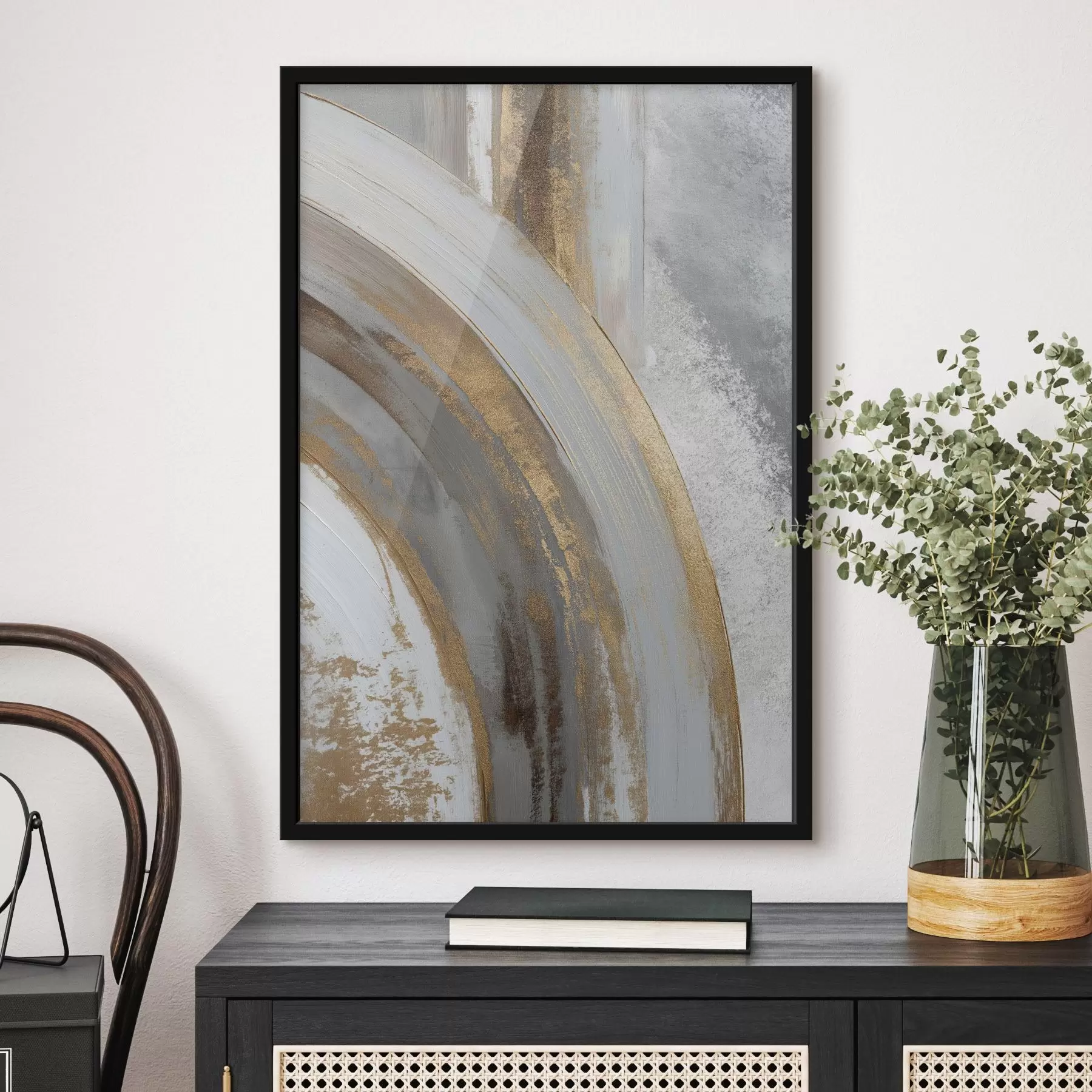 carta da parati Semicerchi astratti grigi e gialli nr. f45809