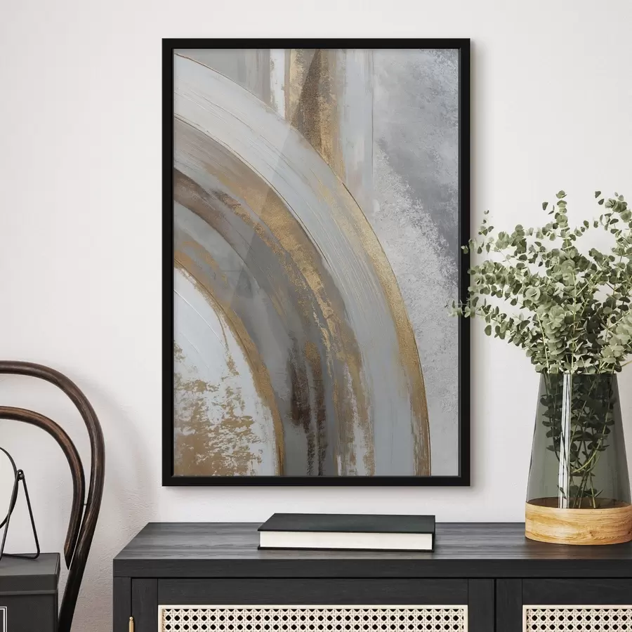 carta da parati Semicerchi astratti grigi e gialli nr. f45809