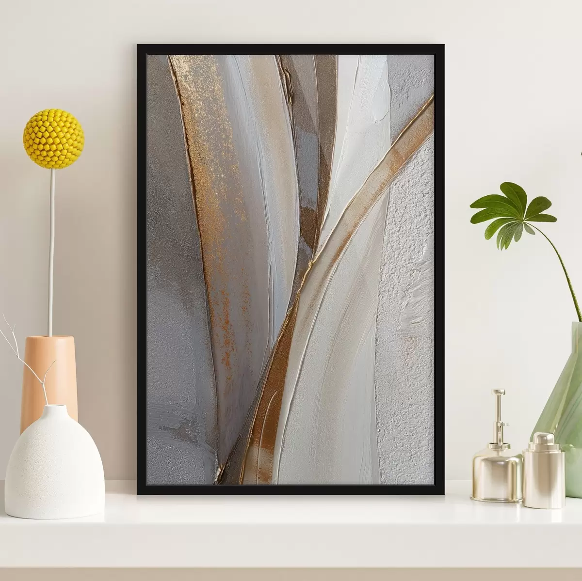 Poster Linee astratte strutturate con riflessi gialli e arancioni f45810