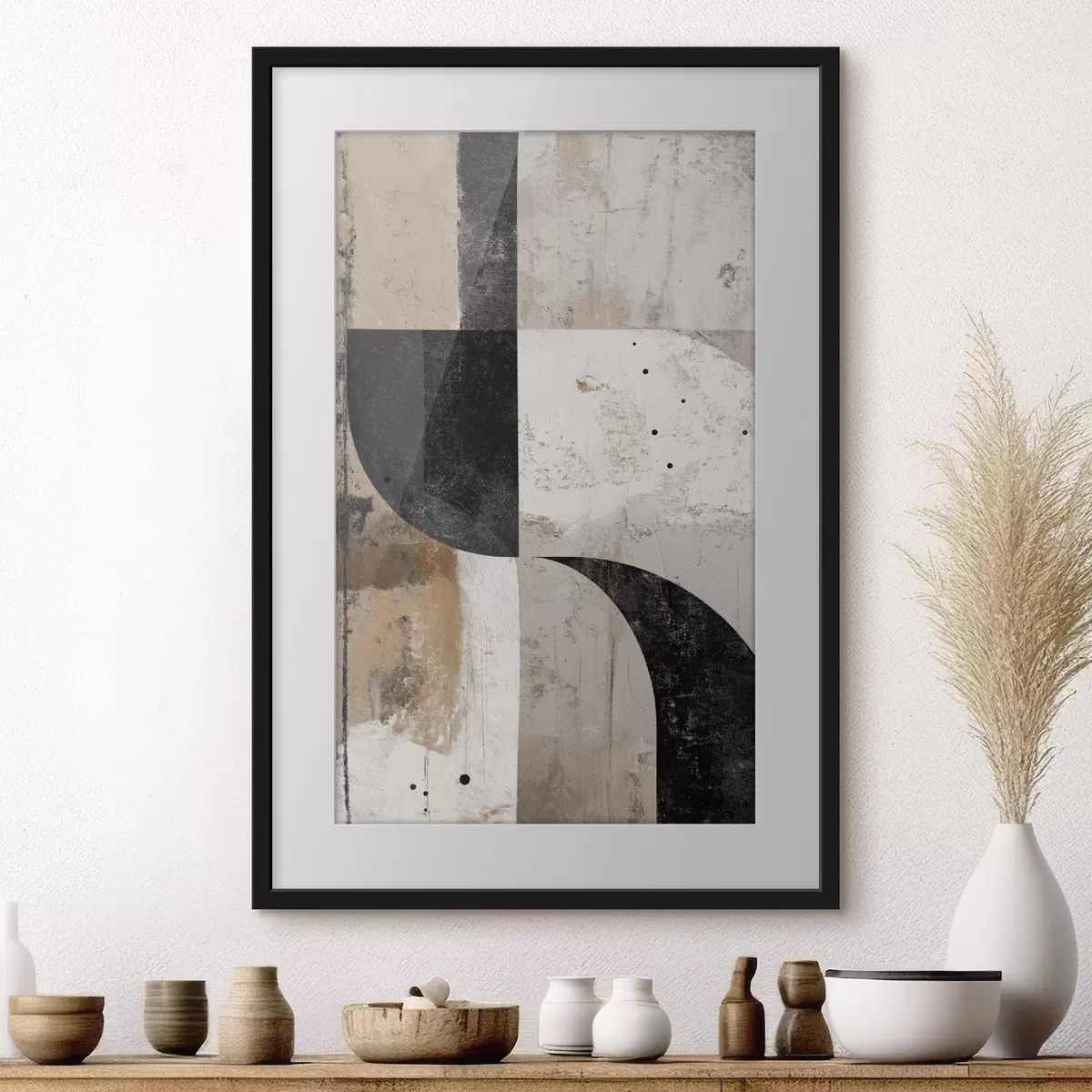 Poster Forme geometriche nei toni del beige e del nero f45811