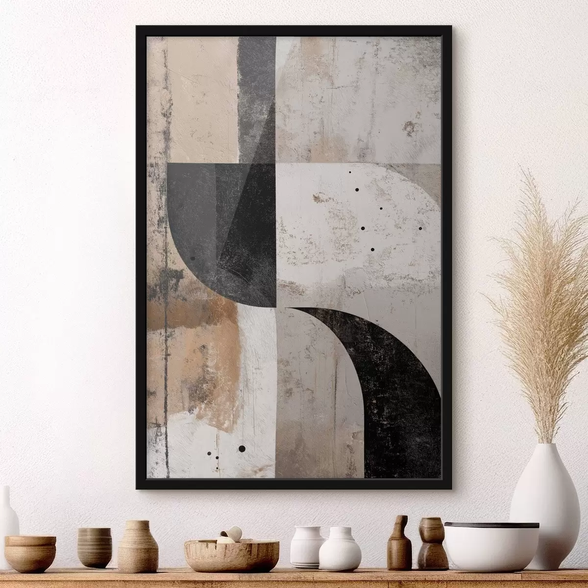 Poster Forme geometriche nei toni del beige e del nero f45811