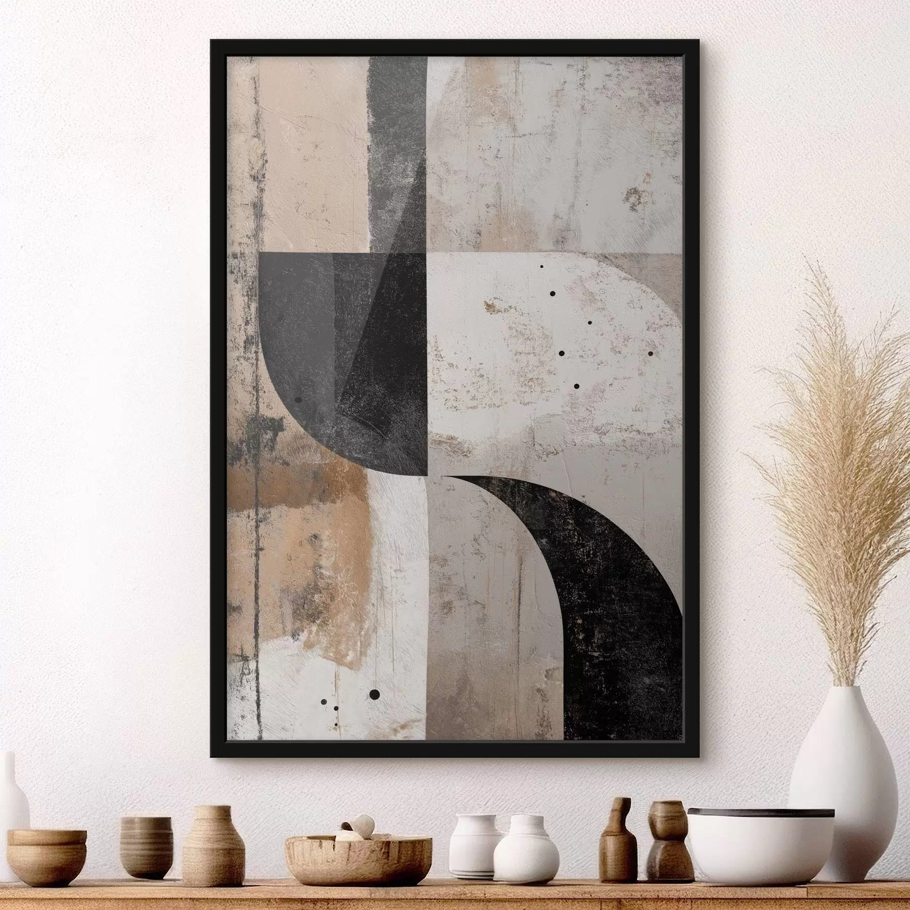 carta da parati Forme geometriche nei toni del beige e del nero nr. f45811