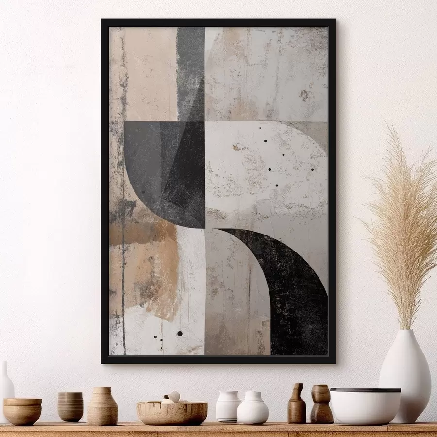 carta da parati Forme geometriche nei toni del beige e del nero nr. f45811