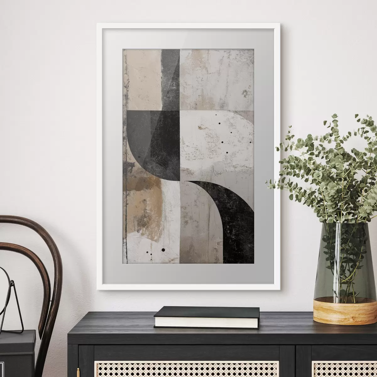 Poster Forme geometriche nei toni del beige e del nero f45811