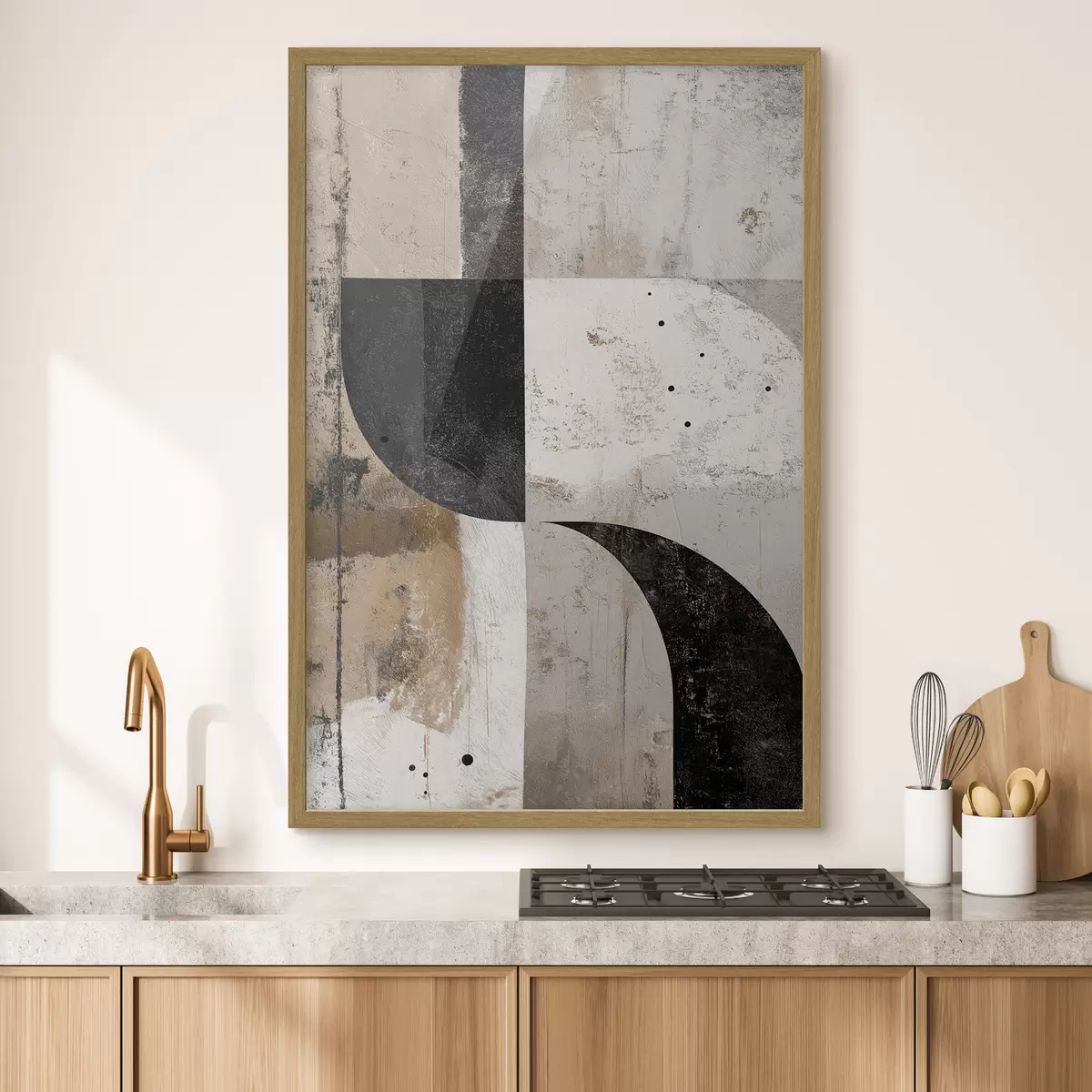 Poster Forme geometriche nei toni del beige e del nero f45811