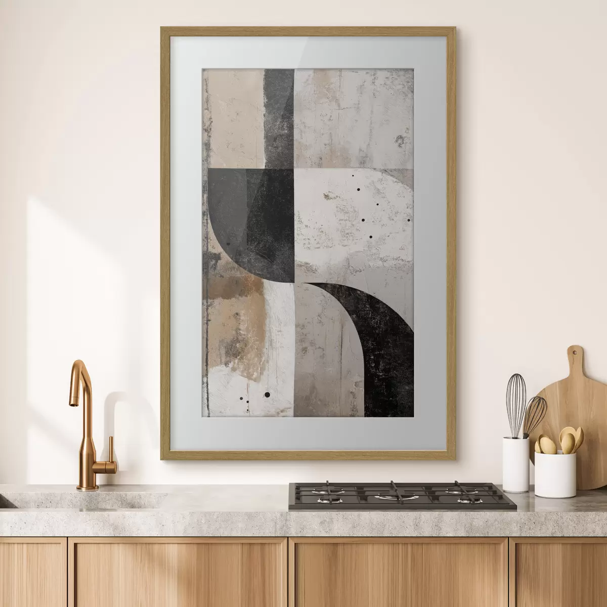 Poster Forme geometriche nei toni del beige e del nero f45811