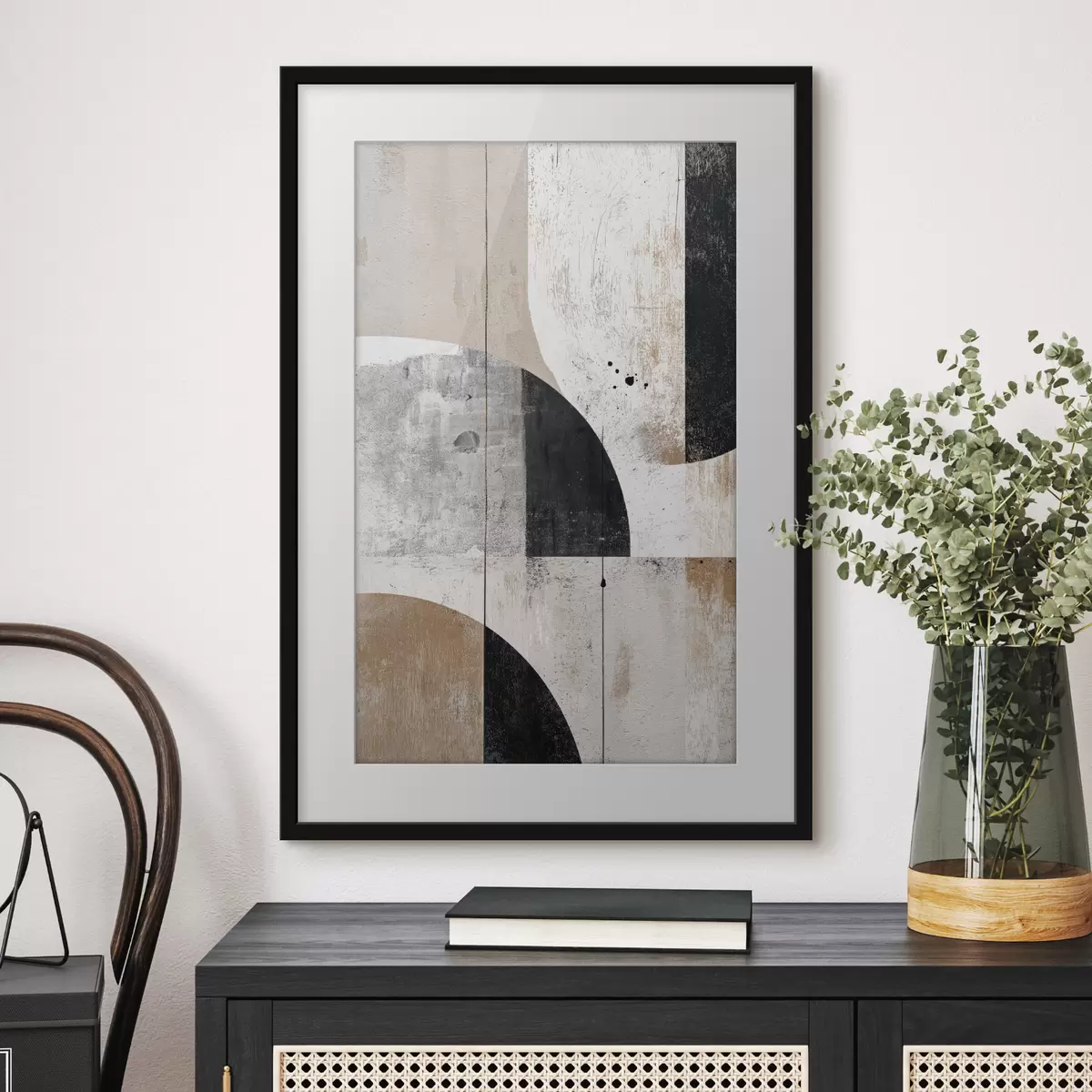 Poster Forme geometriche nei toni del grigio e del beige f45812