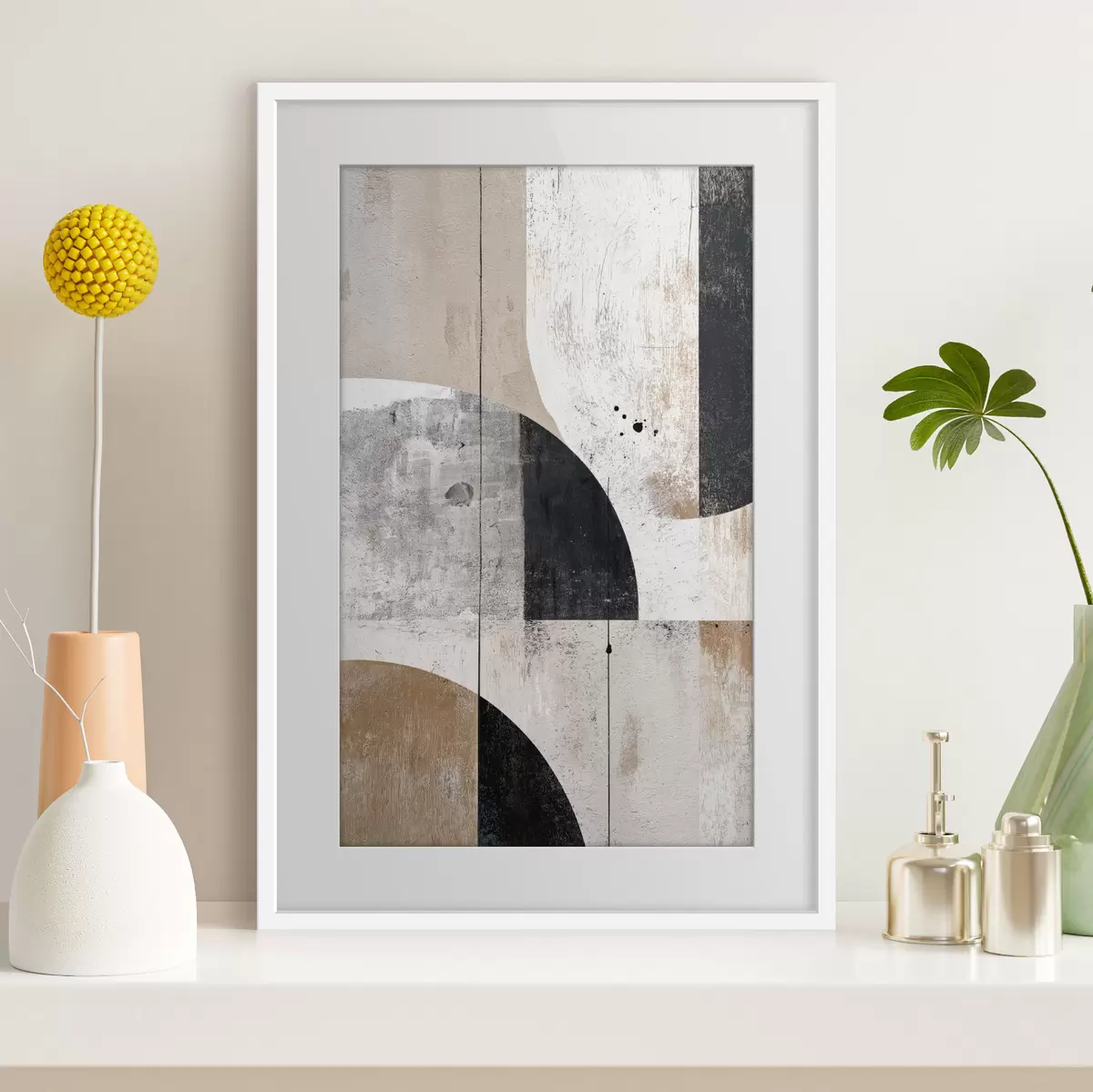 Poster Forme geometriche nei toni del grigio e del beige f45812