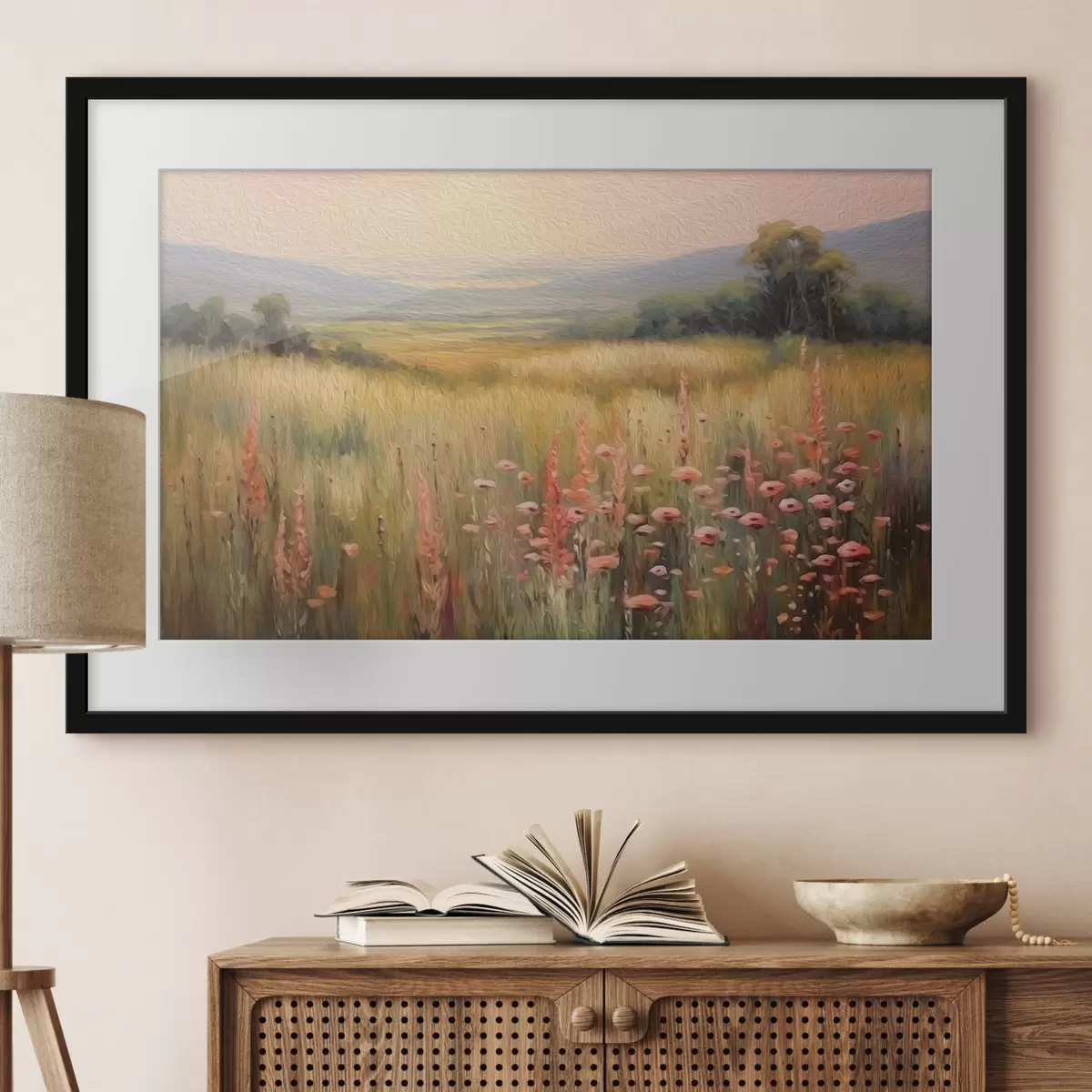 Poster Campo fiorito al tramonto f45818