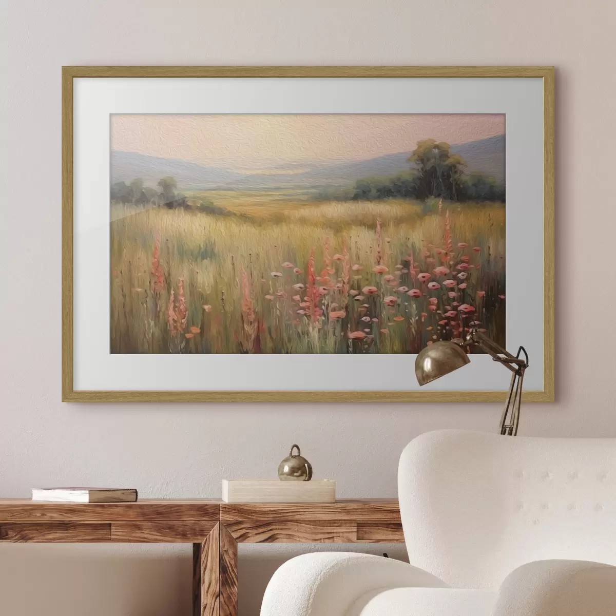 Poster Campo fiorito al tramonto f45818