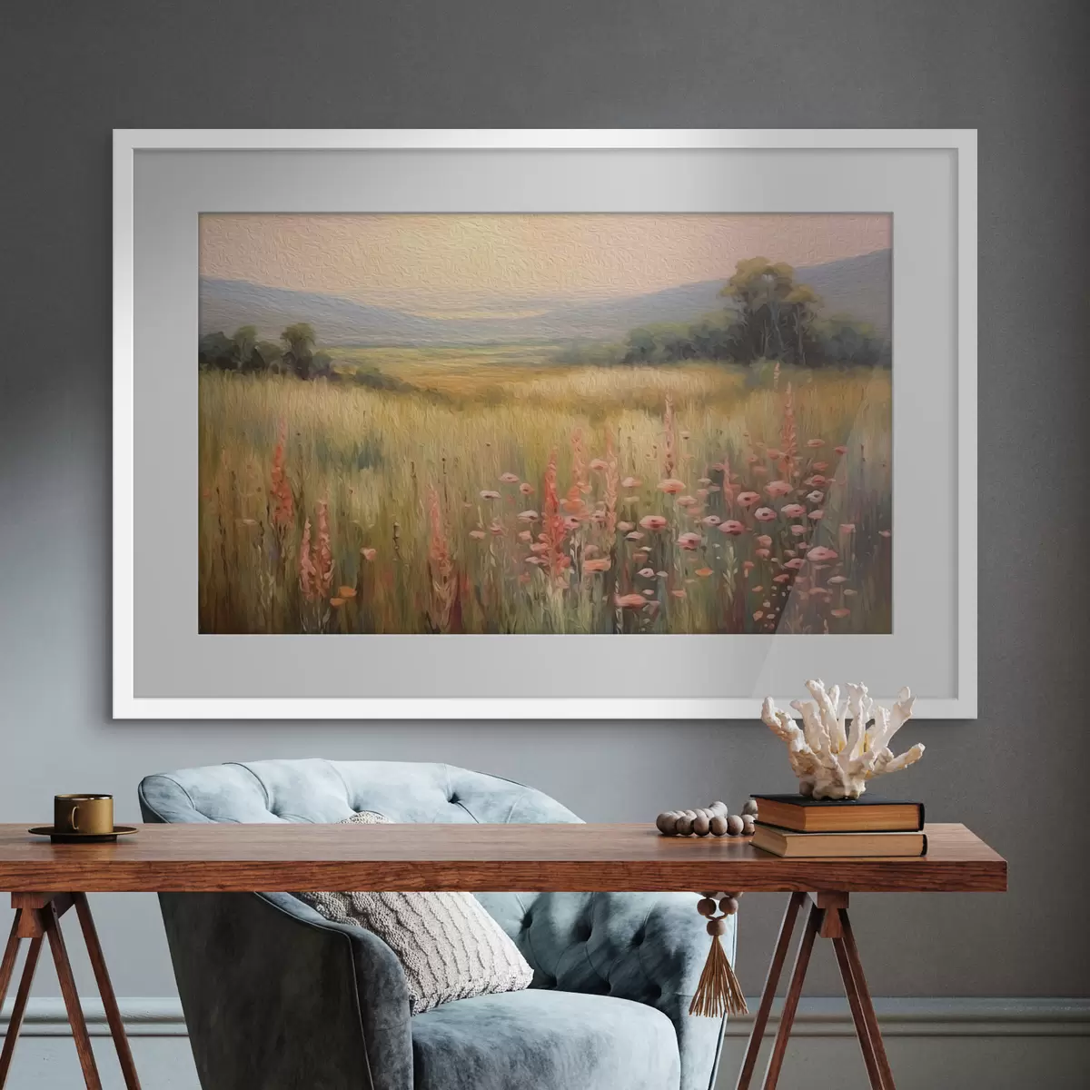 Poster Campo fiorito al tramonto f45818