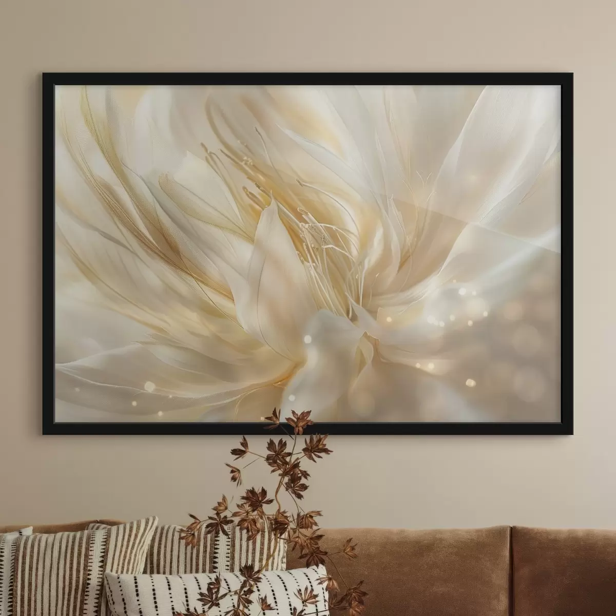 Poster Fiore astratto leggero in un bagliore giallo-arancio f45819