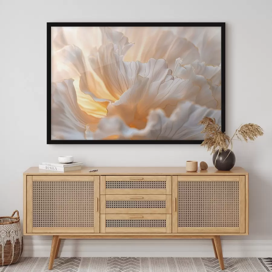 carta da parati Petali delicati dai toni caldi con bordi giallo-arancio nr. f45820