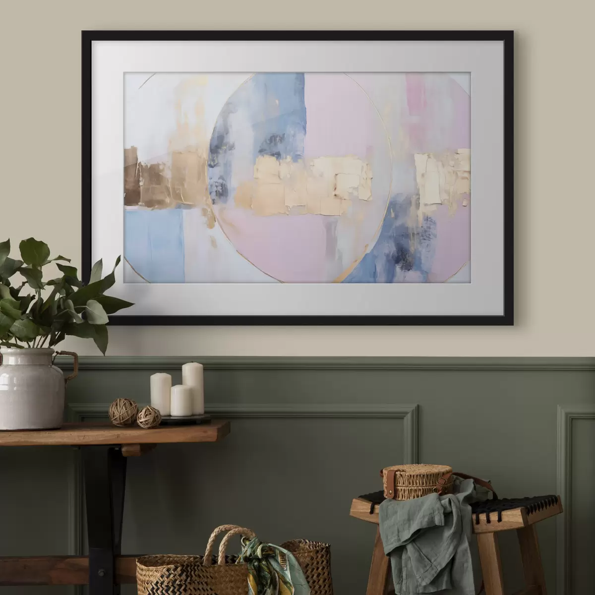 Poster Astrazione in cerchi blu-rosa f45821