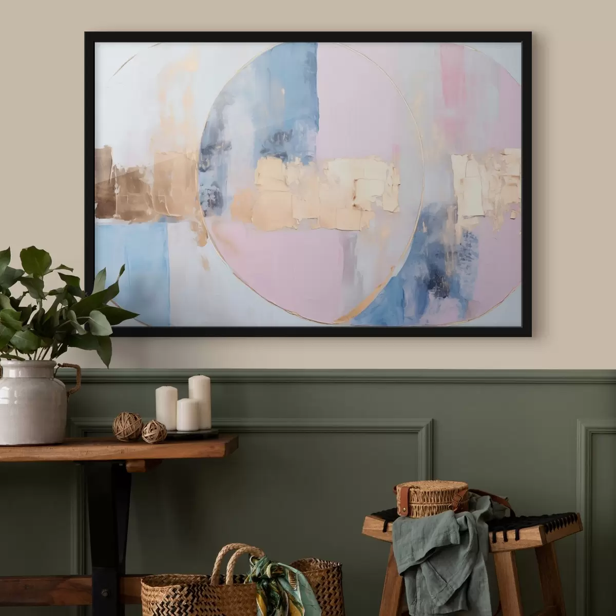 Poster Astrazione in cerchi blu-rosa f45821