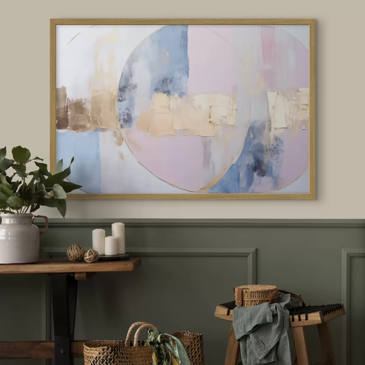 Poster Astrazione in cerchi blu-rosa f45821