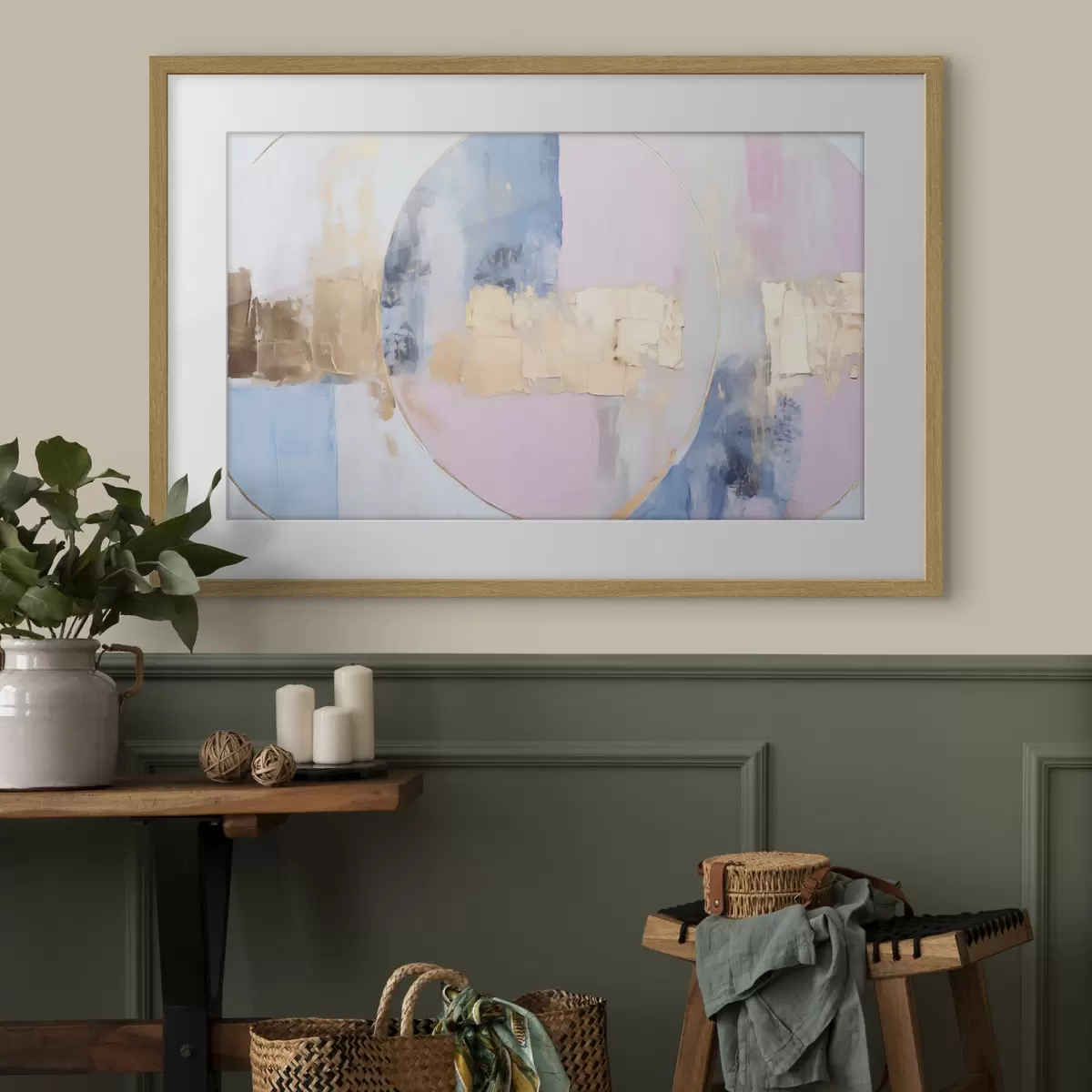 Poster Astrazione in cerchi blu-rosa f45821