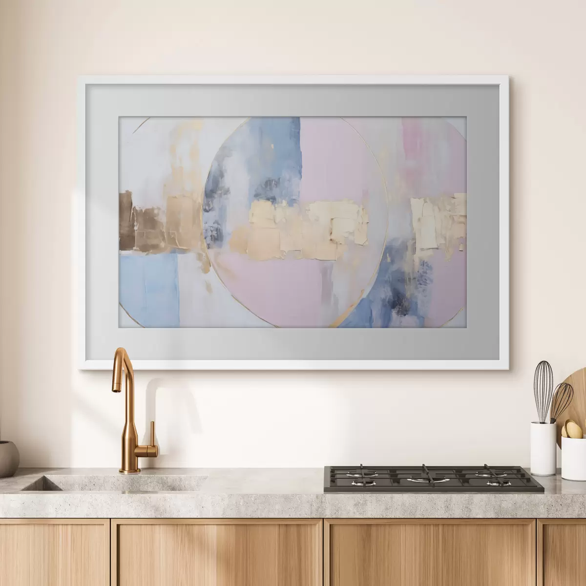 Poster Astrazione in cerchi blu-rosa f45821