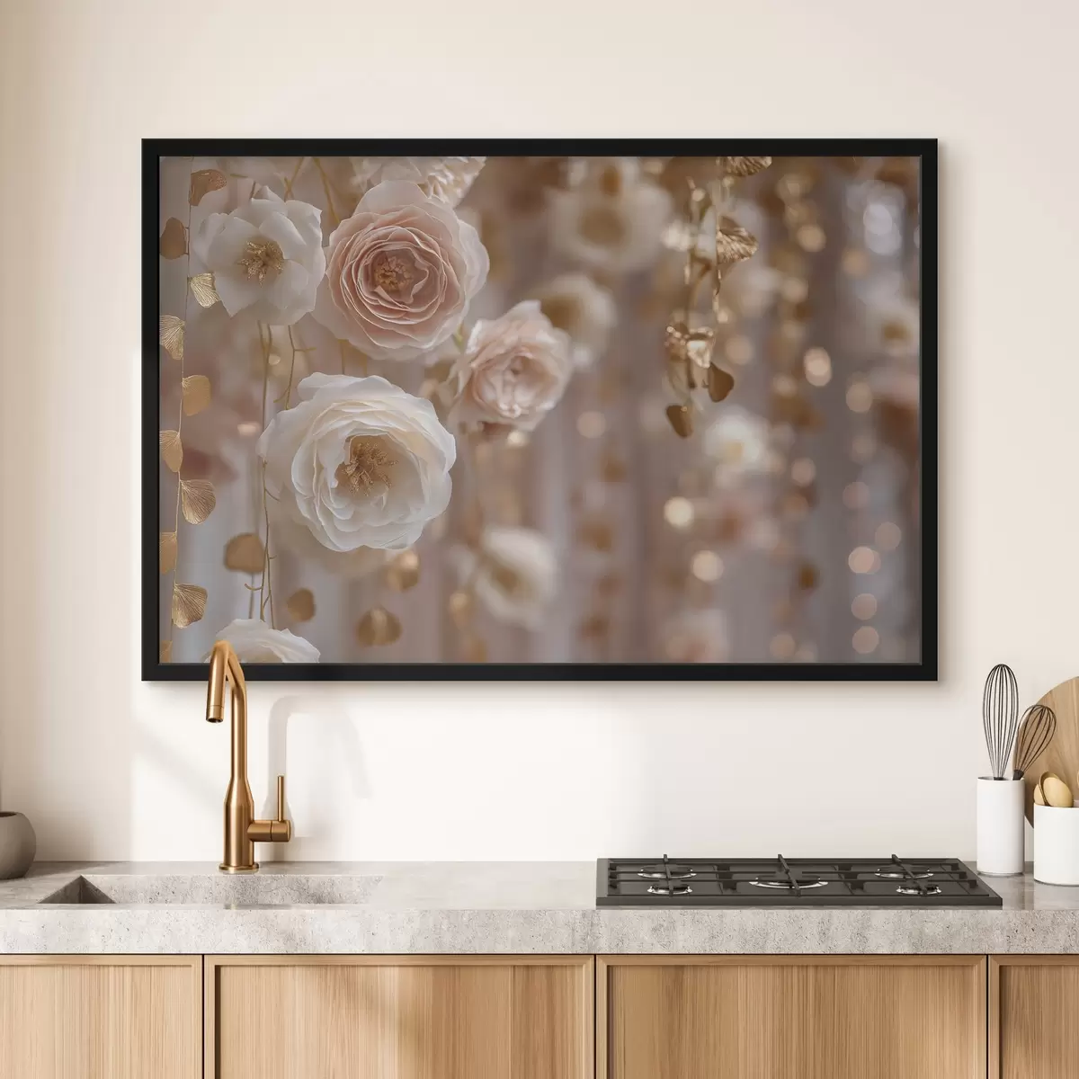 Poster Rose color crema con accenti f45824