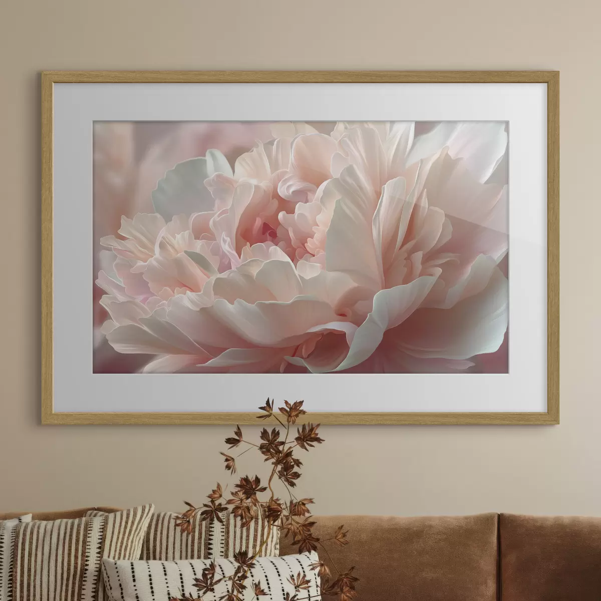 Poster Peonia in fiore nei toni del rosa e del beige f45825