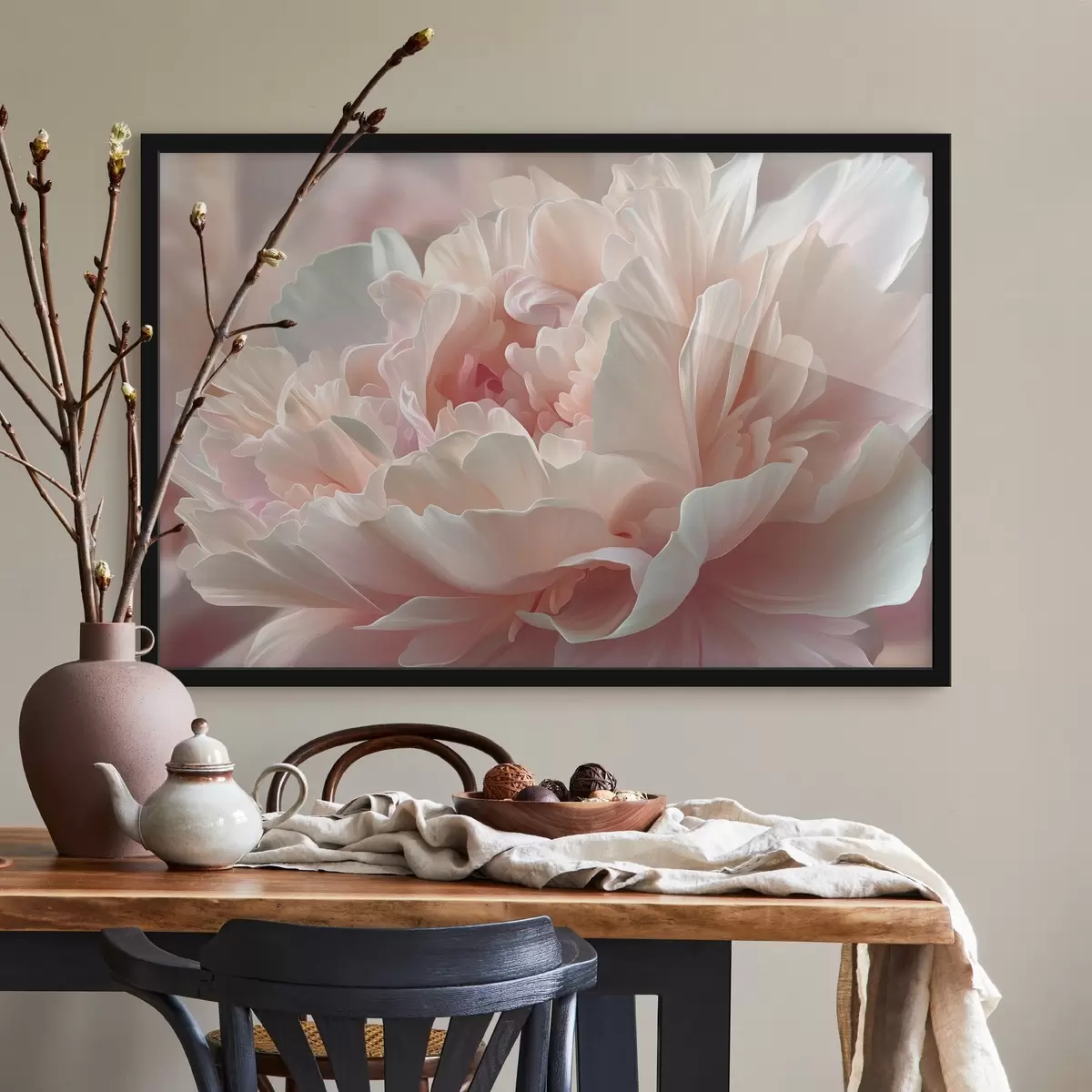 Poster Peonia in fiore nei toni del rosa e del beige f45825