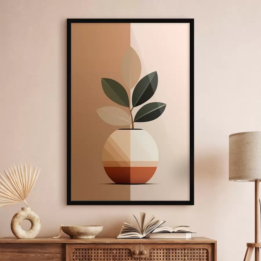 carta da parati Vaso geometrico con foglie nr. f45833