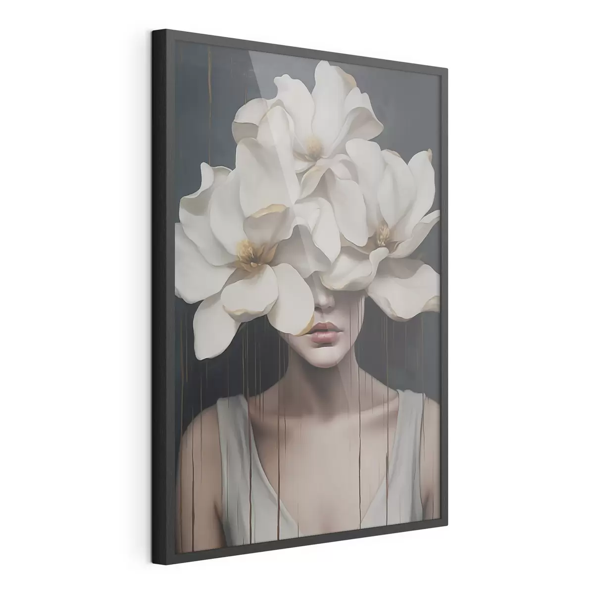 Poster Donna con fiori bianchi sulla testa f45843