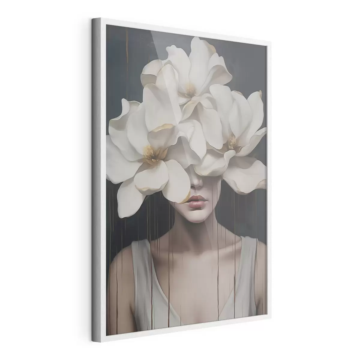 Poster Donna con fiori bianchi sulla testa f45843