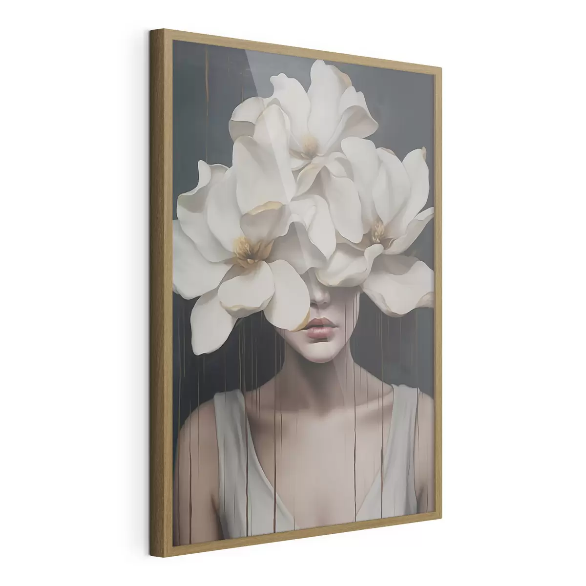 Poster Donna con fiori bianchi sulla testa f45843