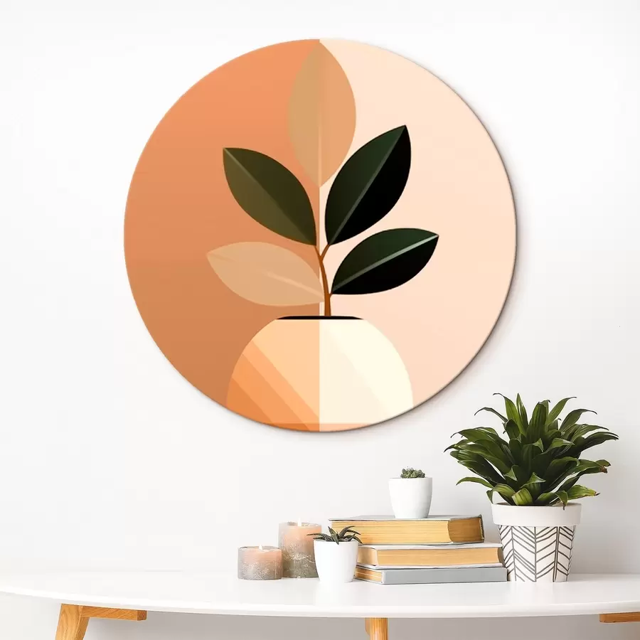 carta da parati Vaso geometrico con foglie nr. r45833