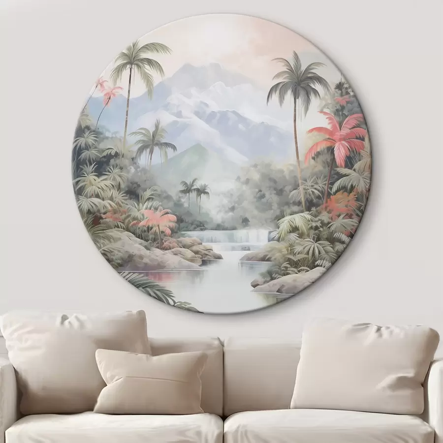 carta da parati Fiume nella foresta tropicale di fronte alle montagne nr. r45913