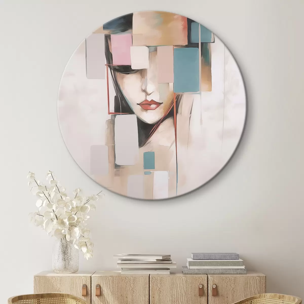 Quadri rotondi Ritratto astratto imitazione della pittura r45920