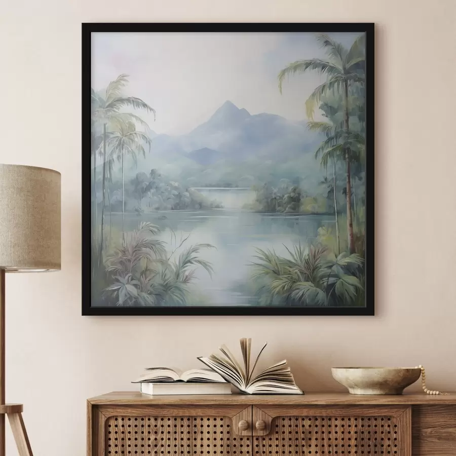 carta da parati Fiume nella giungla di fronte alla montagna nr. f45912