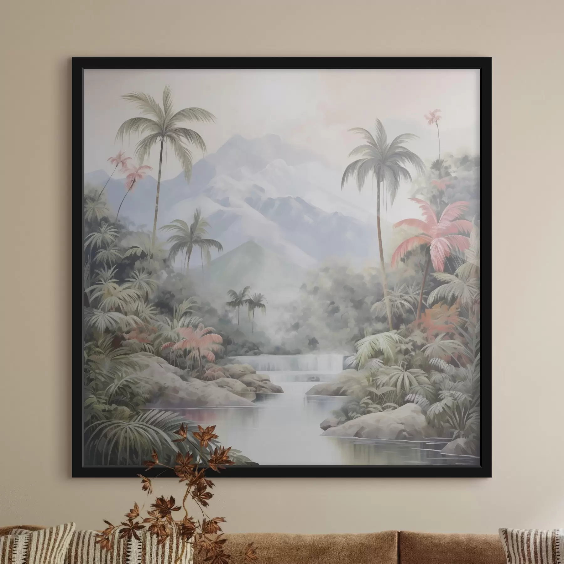 carta da parati Fiume nella foresta tropicale di fronte alle montagne nr. f45913